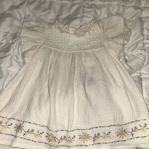 Jessica Simpson Cream and Yellow Embroidered Kids Blouse